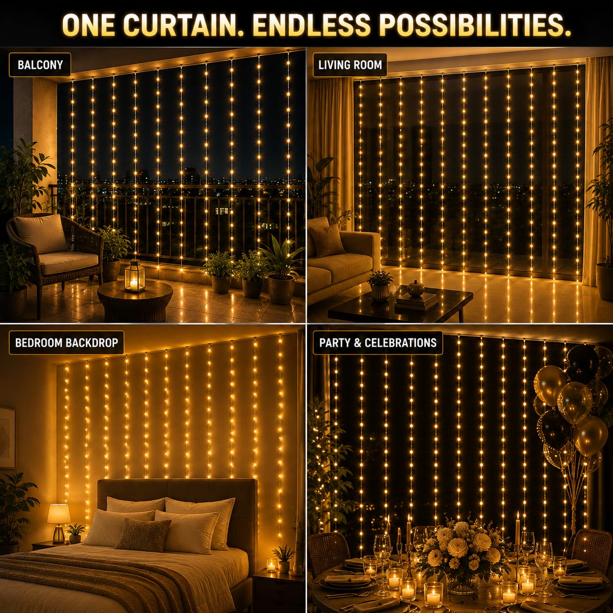 Gesto Waterfall Lights: 150 LED Fairy Curtain - 8 Modes FREE SHIPPING -8 Gesto Waterfall Lights: 150 LED Fairy Curtain - 8 Modes FREE SHIPPING -8