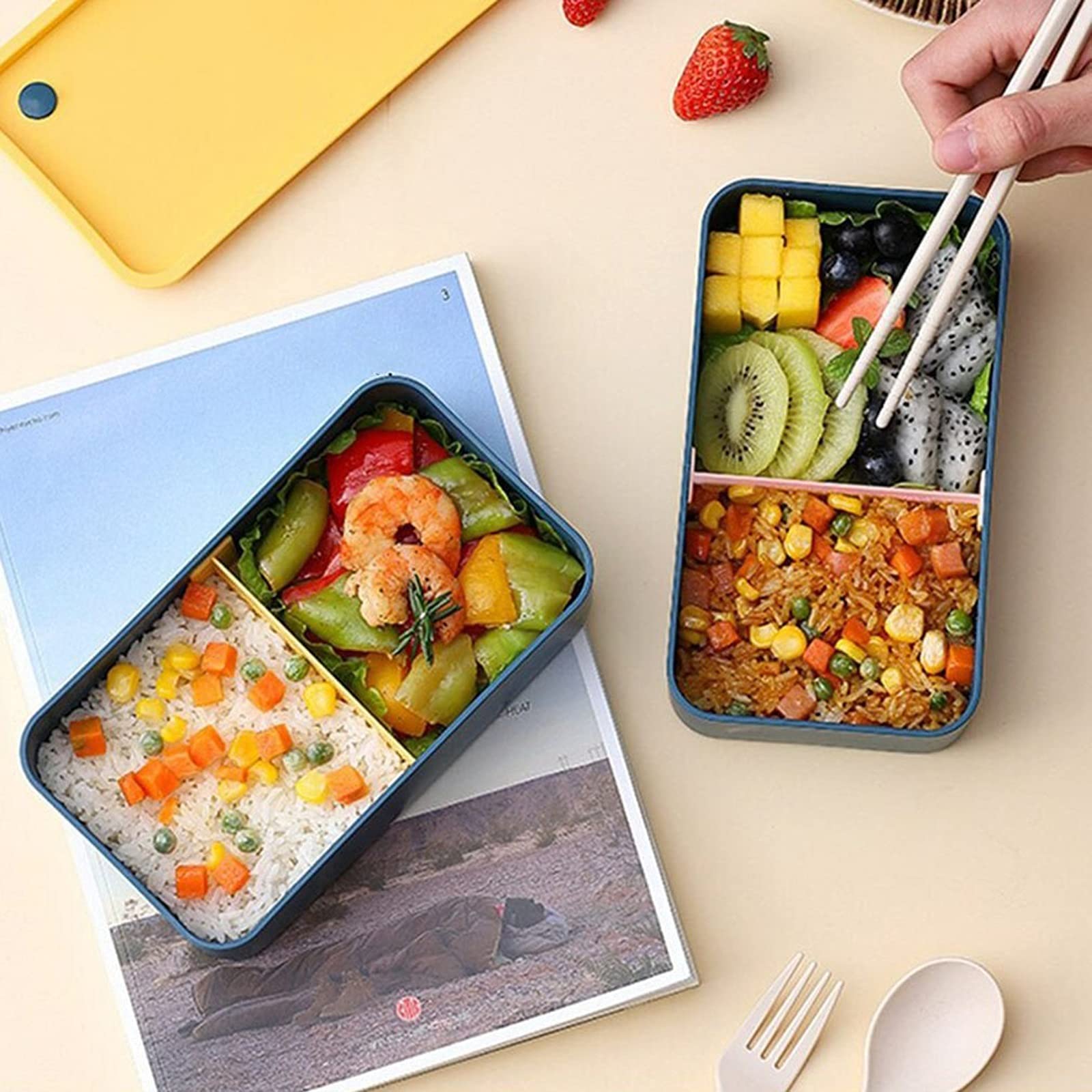 Portapranzo Portatile in Acciaio Inossidabile da 720 ml con Scomparti mobili - Ideale per la Scuola, Il microonde, Il bento, l'insalata, la Frutta e la conservazione degli Alimenti