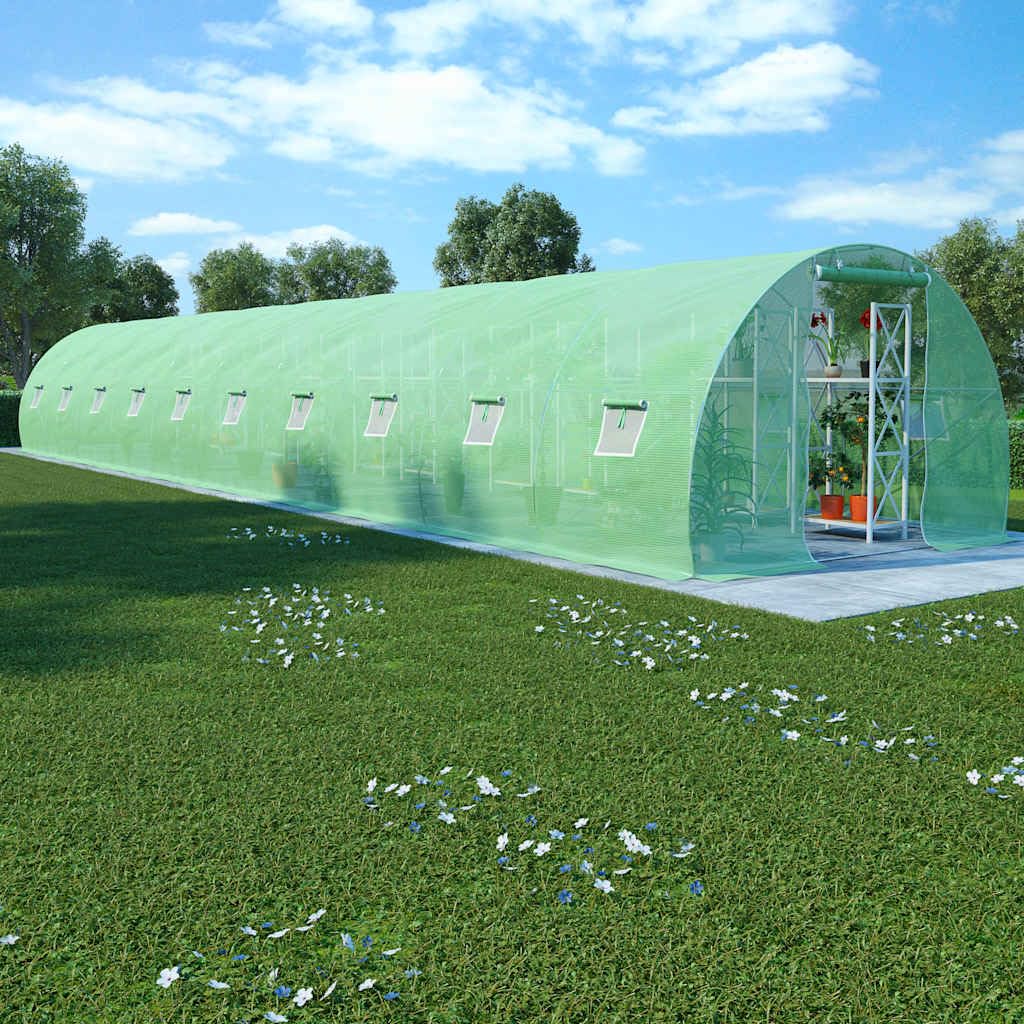 Szklarnia, domek do uprawy pomidorów, tunel foliowy 45 m², 15 x 3 x 2 m, z 20 oknami bocznymi, tkanina siatkowa PE o gramaturze 140 g/m², ocynkowana rama stalowa