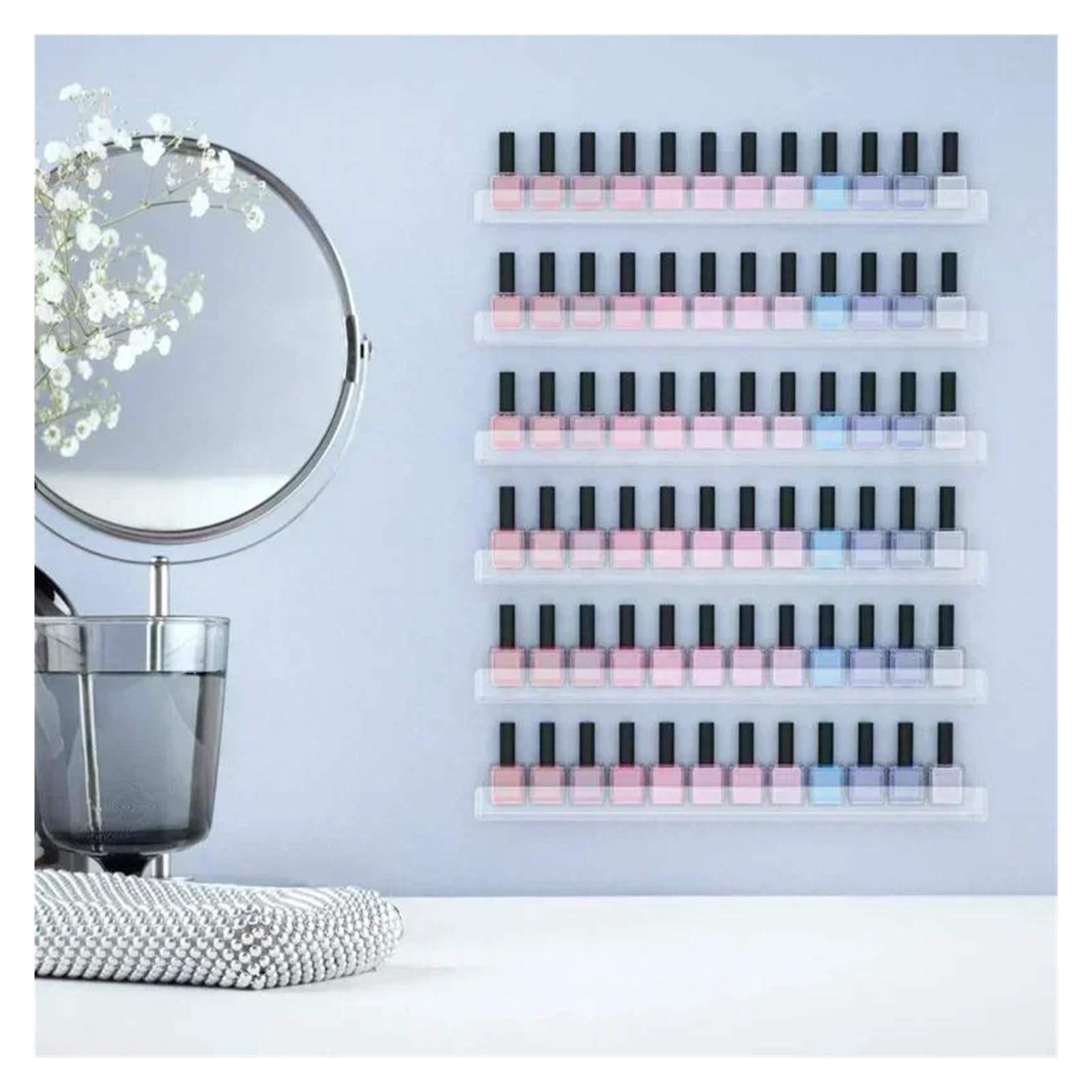 Espositore for Smalto a 6 Strati, portaoggetti Trasparente, Strumenti for Nail Art, Organizer for Rossetto, mensola a Parete per Manicure, Salone di Bellezza