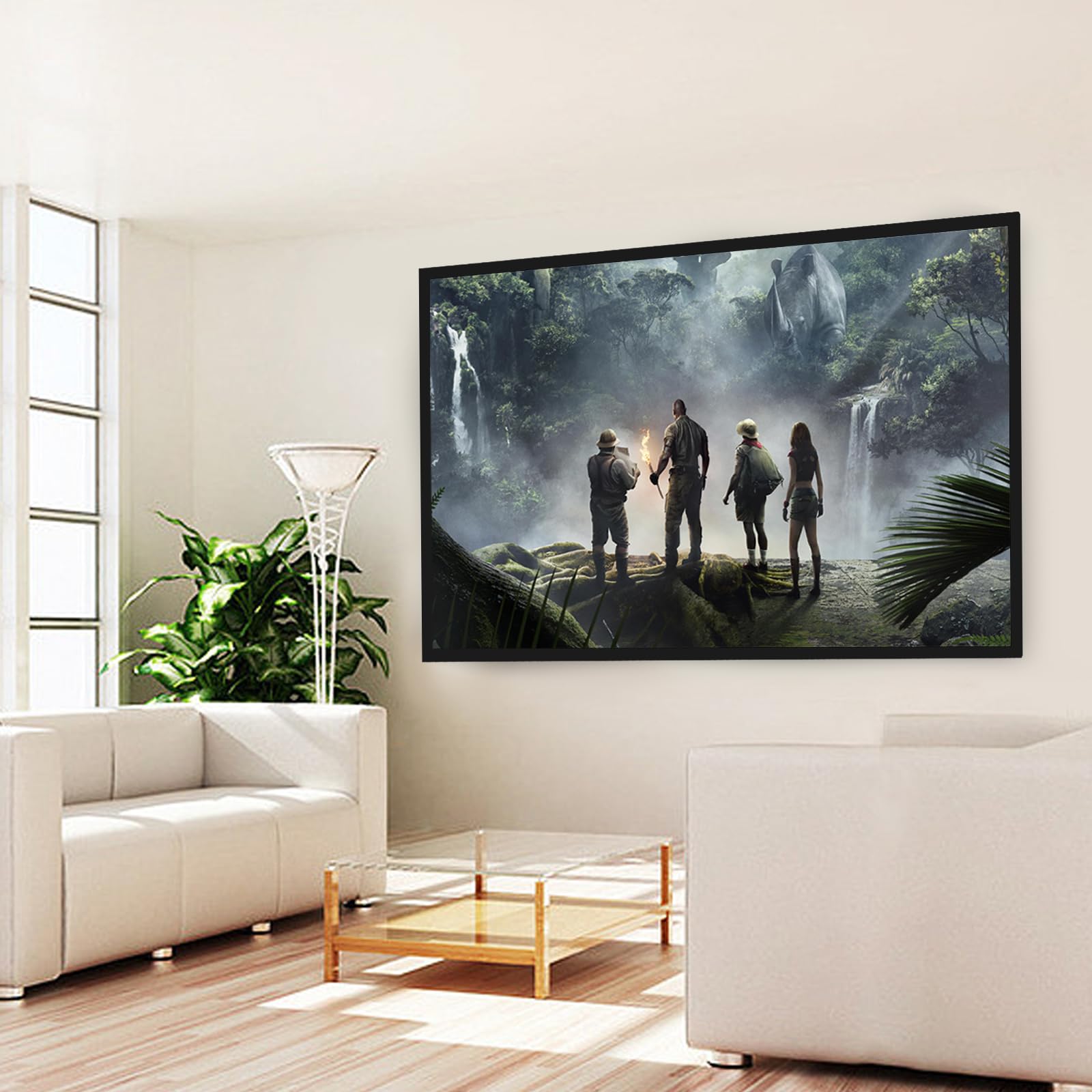 Schermo di proiezione 110" 16:9 Schermo di proiezione Montaggio a parete Grande Home Cinema Presentazione Telaio in lega di alluminio Telaio Proiettore Tela per Home Cinema Interno/Esterno Film