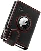 LORZOR ® Design for Airtag Wallet Slim Wallet with Coin Compartment Mens Genuine Leather RFID Blocker Wallet Mens Card Case Space for 10 Cards Wallet black red Modern