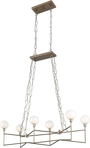 Miniatura 3 de Varaluz 314N06HG Bodie - Colgante lineal, 6 luces, oro habanocristal blanco ópalo