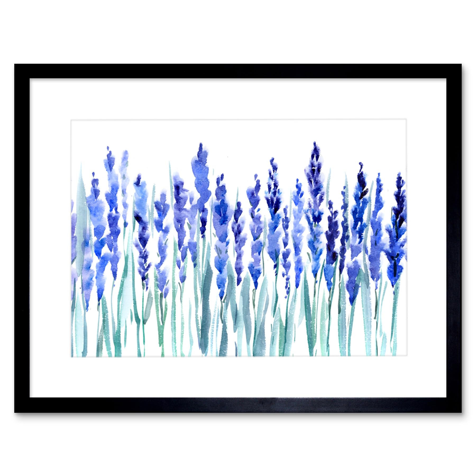Wee Blue Coo Flowers Lavender Watercolour Art Print Framed Poster Wall Decor 12x16 inch
