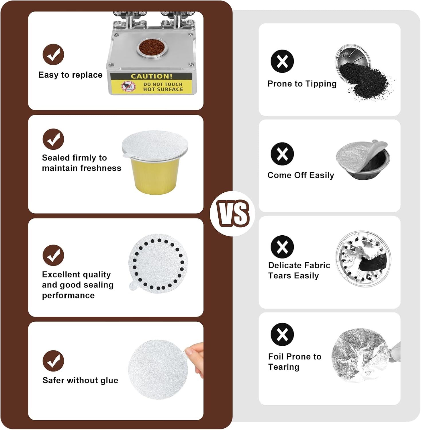 Original Reusable Capsule Kit with Heat Sealing Machine – Save & DIY Your Coffee, Eco-Friendly Refillable Starter Set for (Silver) image 3
