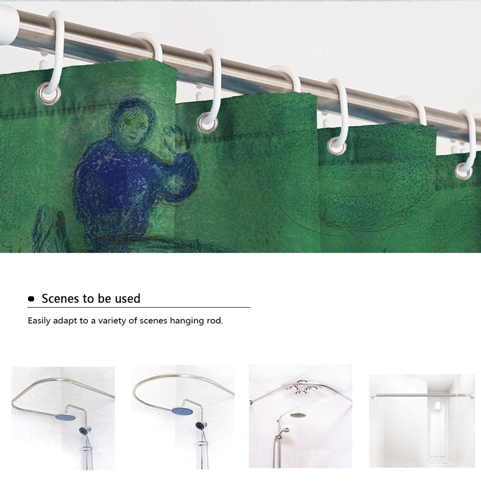 Célèbre Peinture Séparation Sec et Humide Cloison Rideau Classique Rétro Marc Chagall Peinture Abstraite Salle De Bains Cloison Rideau avec Crochets Cabine De Douche 200x240cm