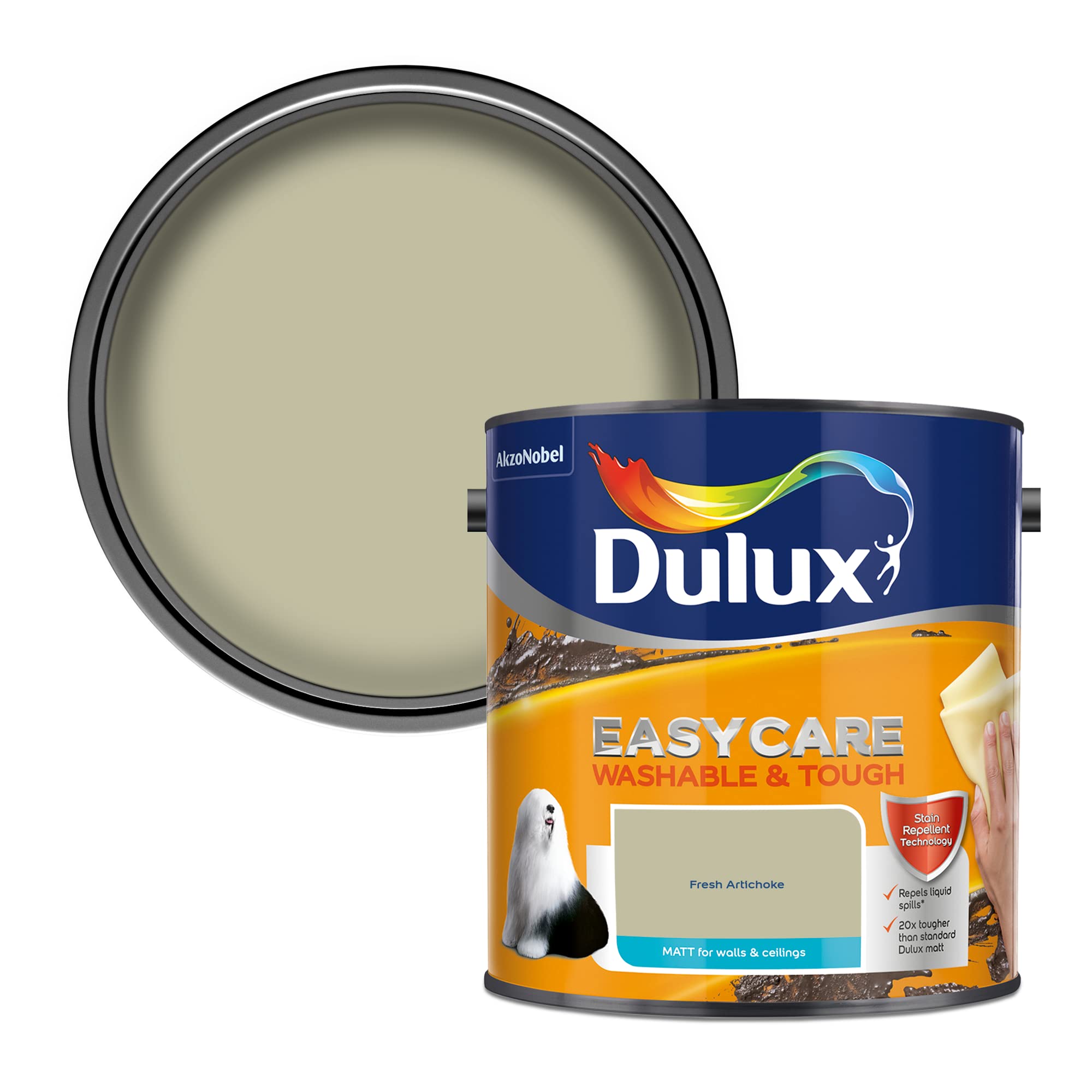 Dulux Fresh Artichoke Easycare Washable & Tough Matt Emulsion Paint - 2.5L