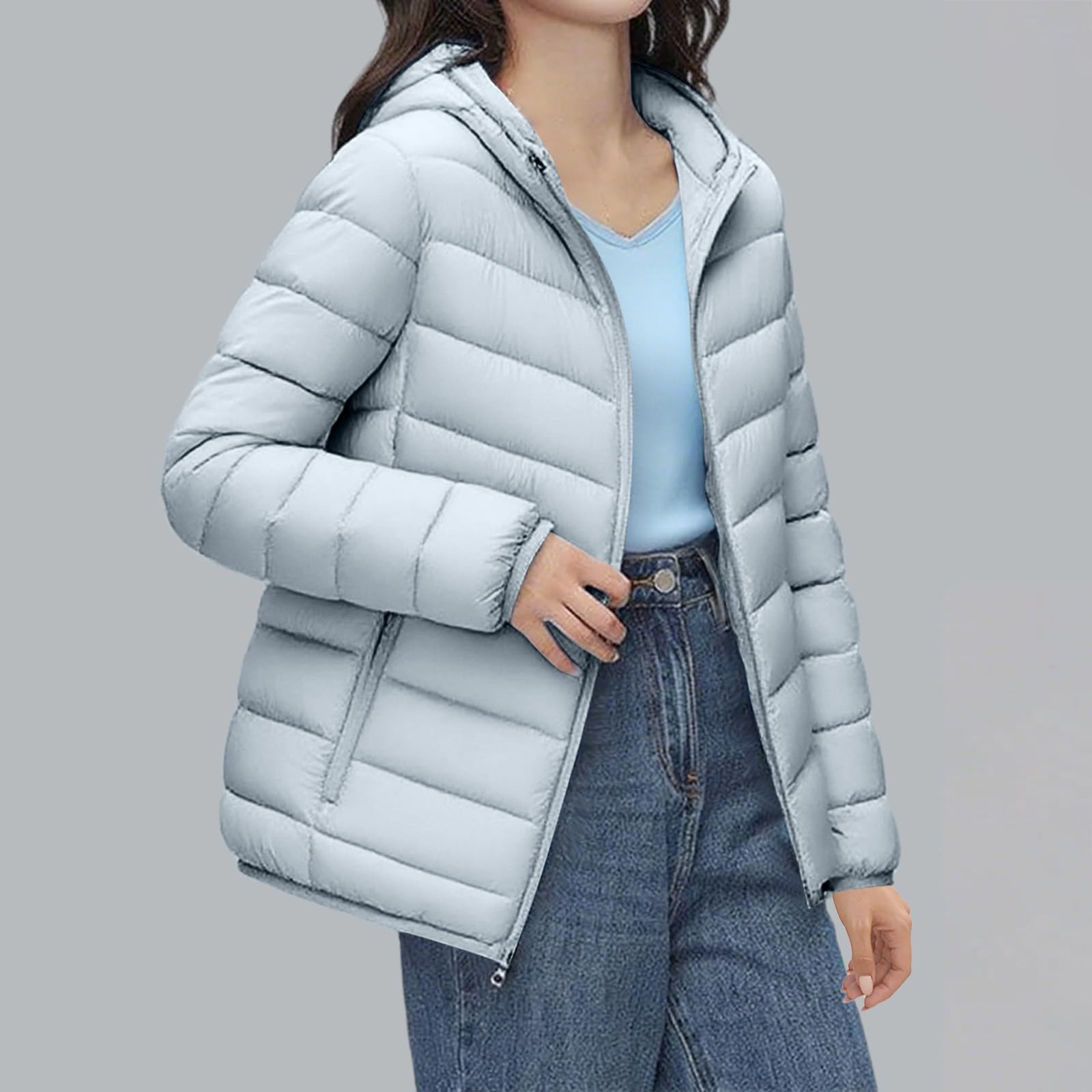 Piumino leggero da donna, trapuntato, taglie forti
