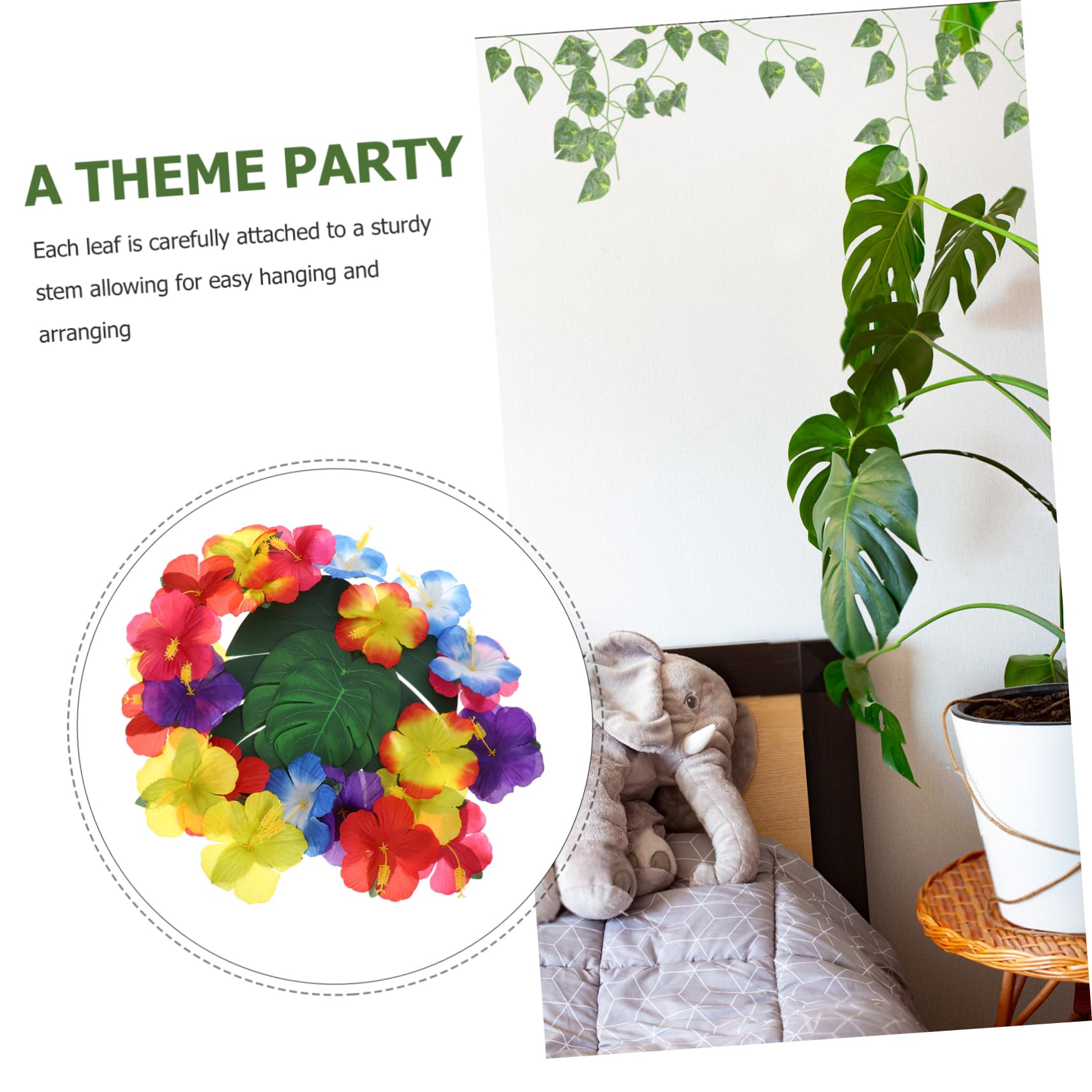 1 Set Decorazioni da Tavola per Feste Foglie e Fiori Simulati per Hawaiani per Celebrazioni e Raduni