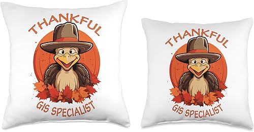 Miniatura 3 de GIS Specialist Funny Thanksgiving Turkey & Fall Throw Pillow, 18x18, Multicolor
