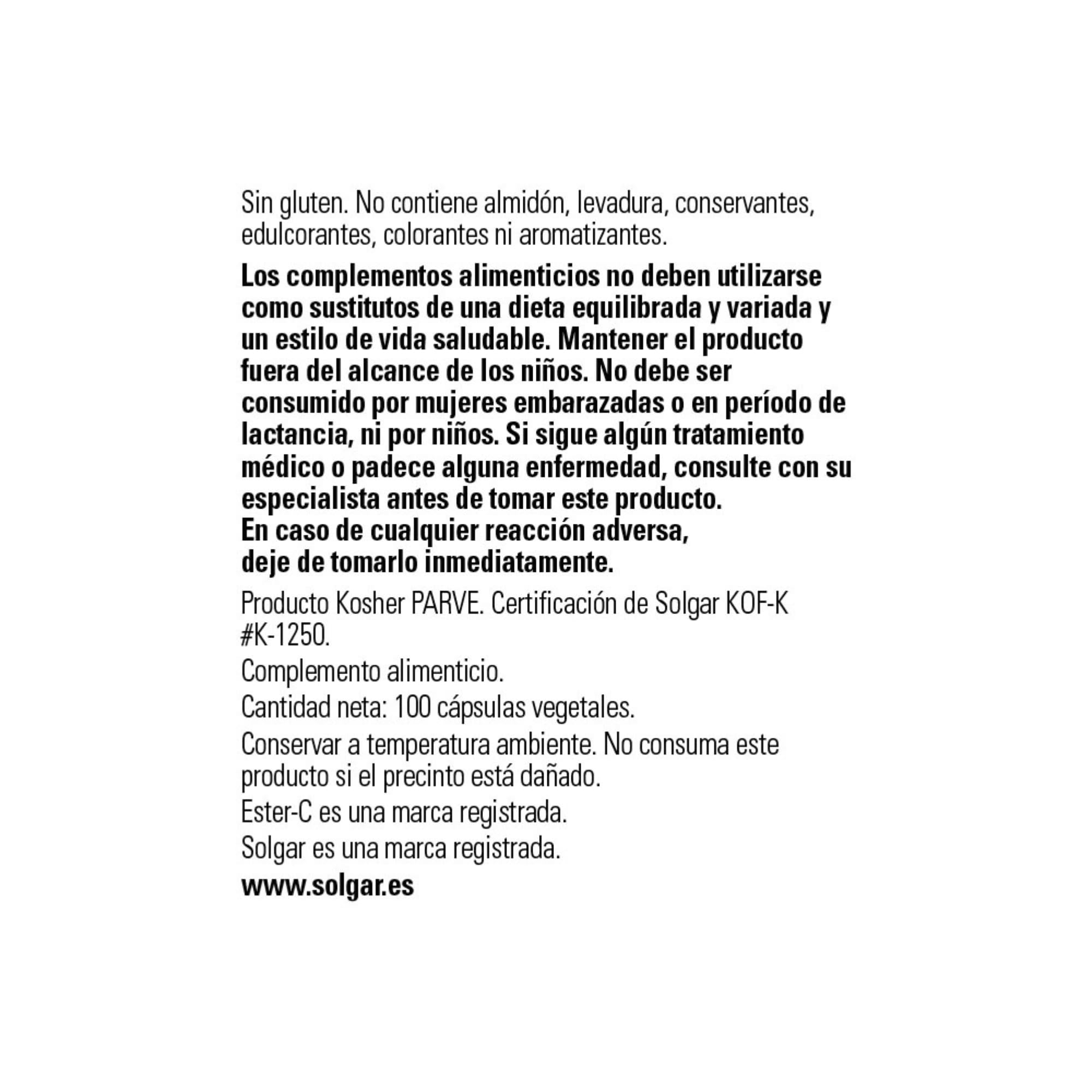 Solgar Quercitina Complex con Ester-C Plus Cápsulas Vegetales, 100 Cápsulas