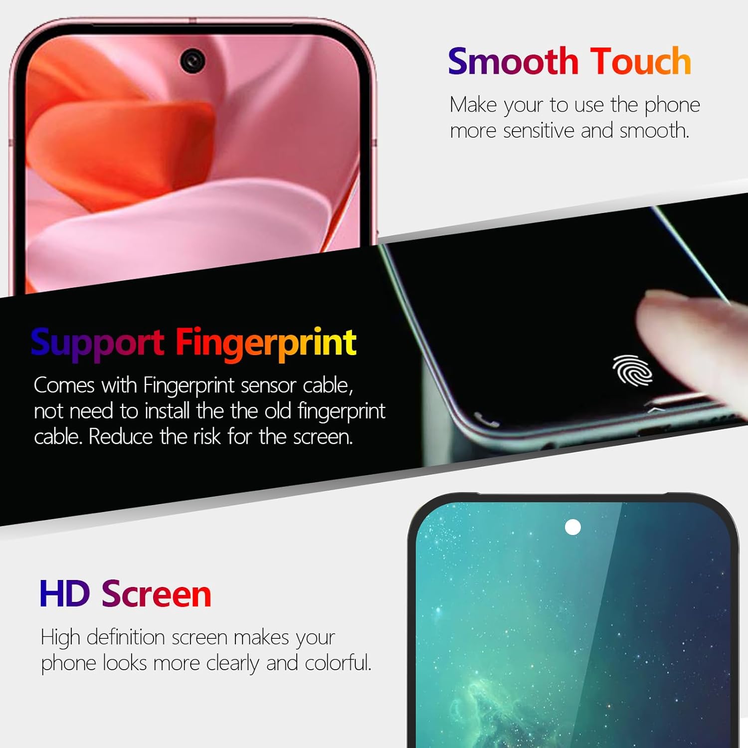 YWLRONG OLED for Google Pixel 9 Screen Replacement for Google Pixel 9 G2YBB GUR25 G1B60 LCD Display Touch Screen Digitizer Assembly Replacement with Tools(Fingerprint Support)