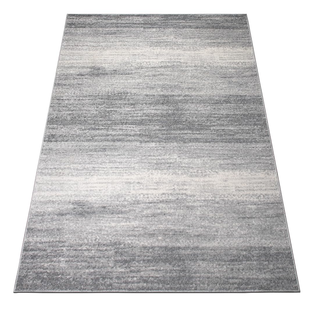 oKu-Tex Designer Teppich, Wohnzimmerteppich Mercur, weicher Webteppich grau meliert, modernes Design, 80 x 150 cm, Schadstofffrei nach Öko-Tex Standard 100