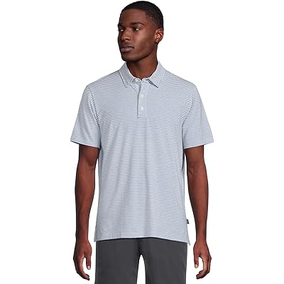 Мужская рубашка L.L.Bean Comfort Stretch Performance Pima Polo Short-sleeve Stripe blue tide