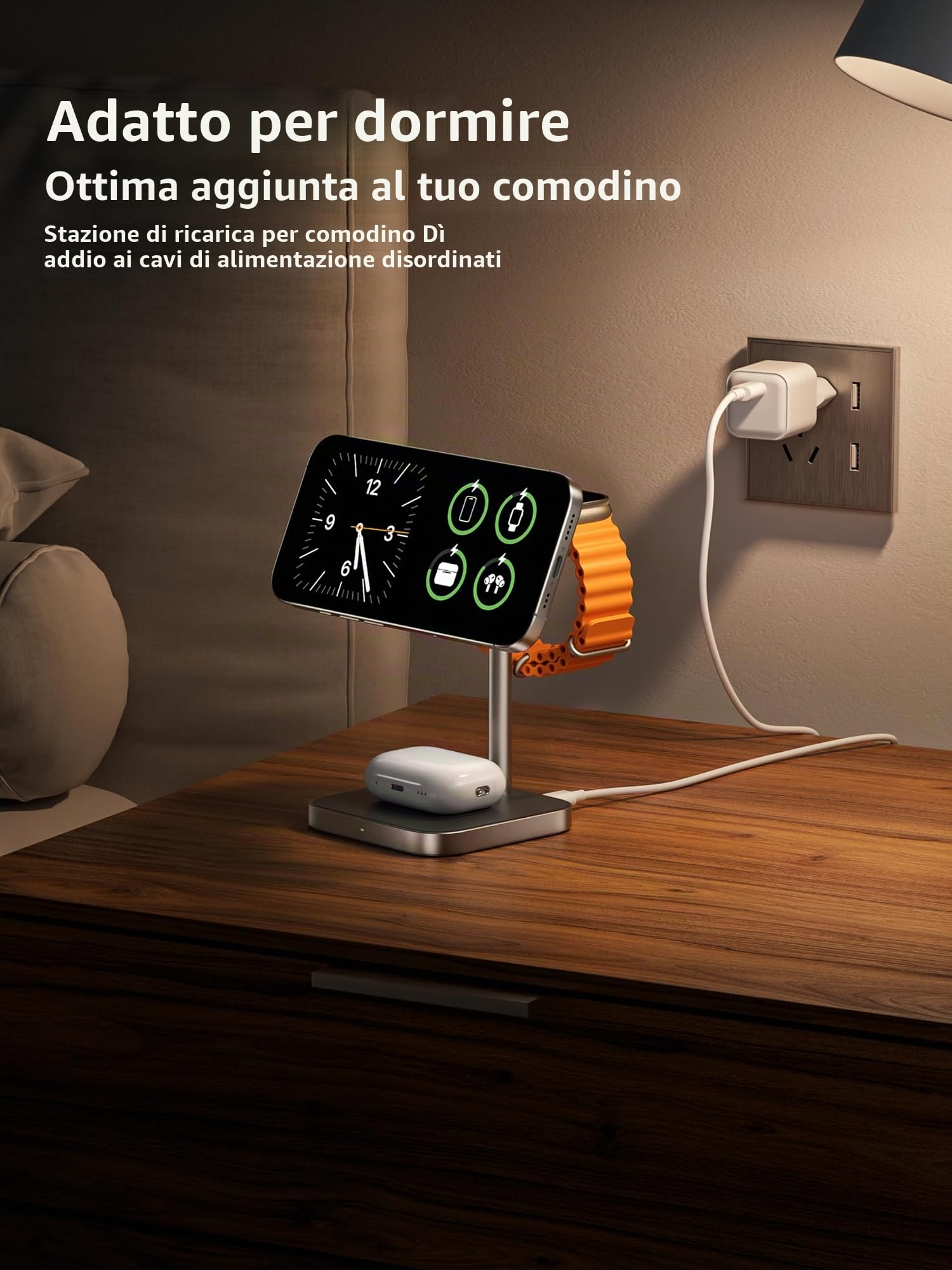 LULULOOK [Certificato Qi2] stazione di ricarica per Apple Watch e iPhone, in alluminio 3 in 1 con ricarica rapida da 15 W, per iPhone 17/16/15/14/13/12, 5W per Apple Watch Ultra 3 2 1, AirPods Pro 3