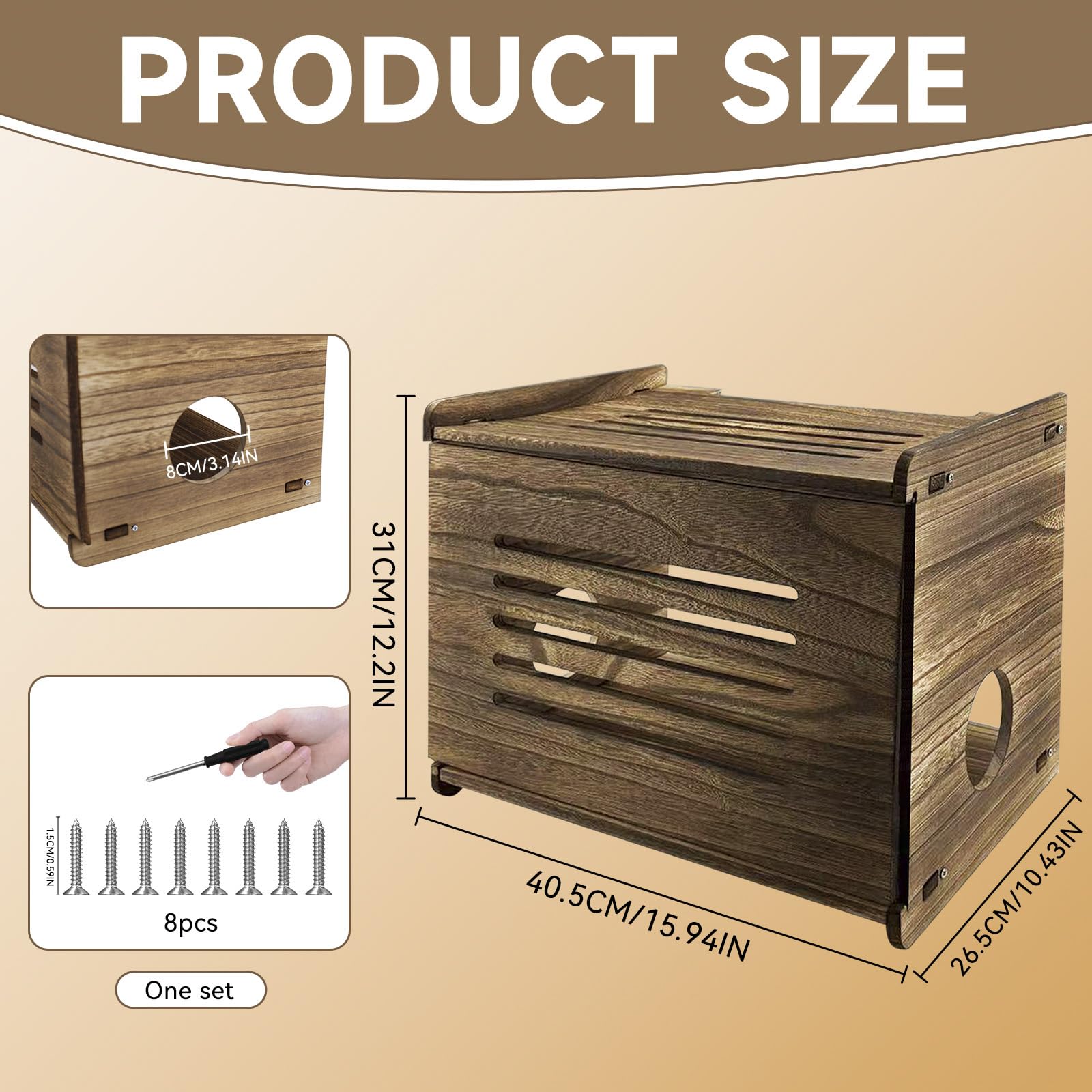 Estante de madera para router, caja de almacenamiento para router para estante de gestión de cables y organizador, caja oculta para router para gestionar cables