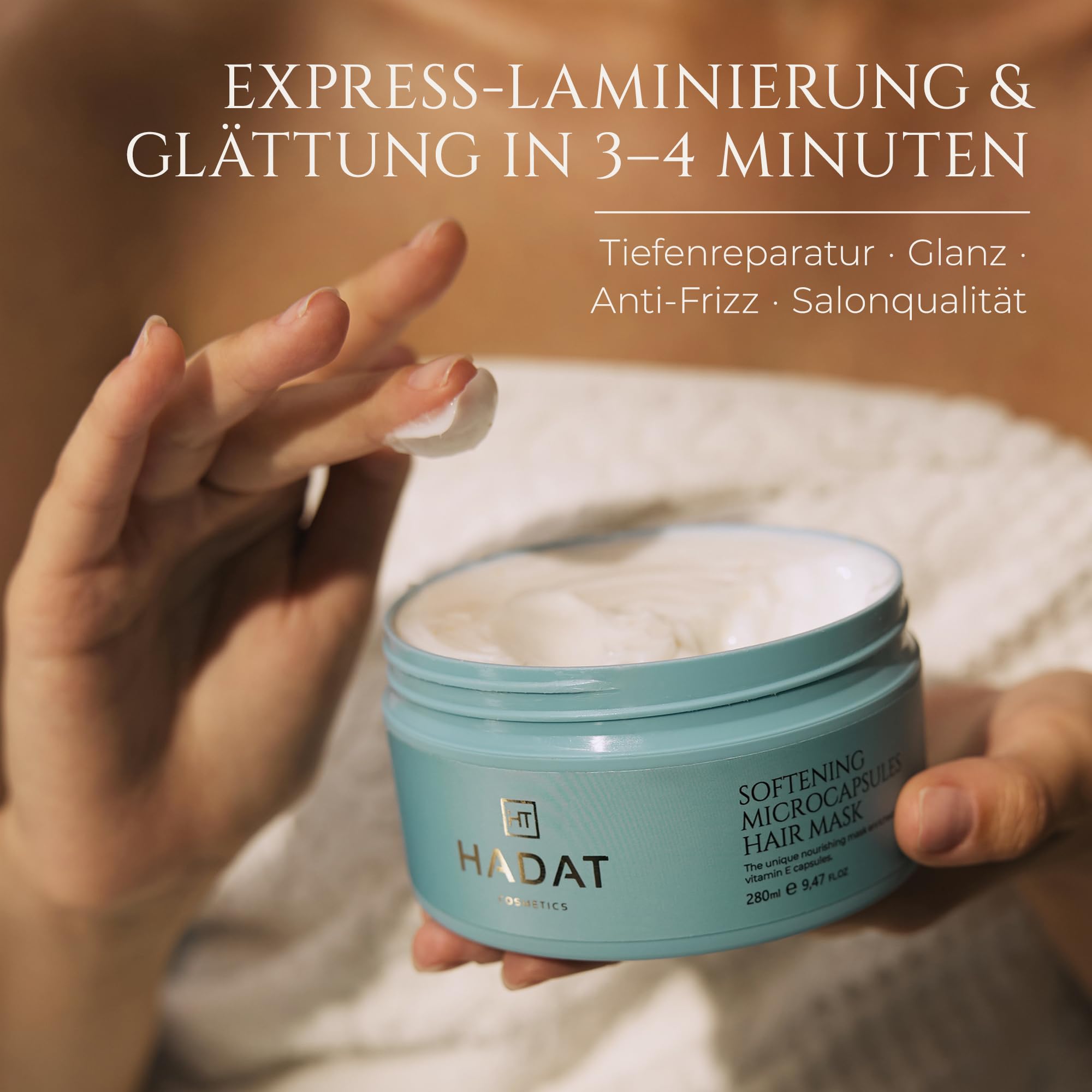 HADAT Softening Microcapsule Express Hair Mask – Professionelle Smoothing Hair Treatment – Salon Lamination Effekt – Für Curly Frizzy Damaged Hair – Glanz Geschmeidigkeit – Made in Israel