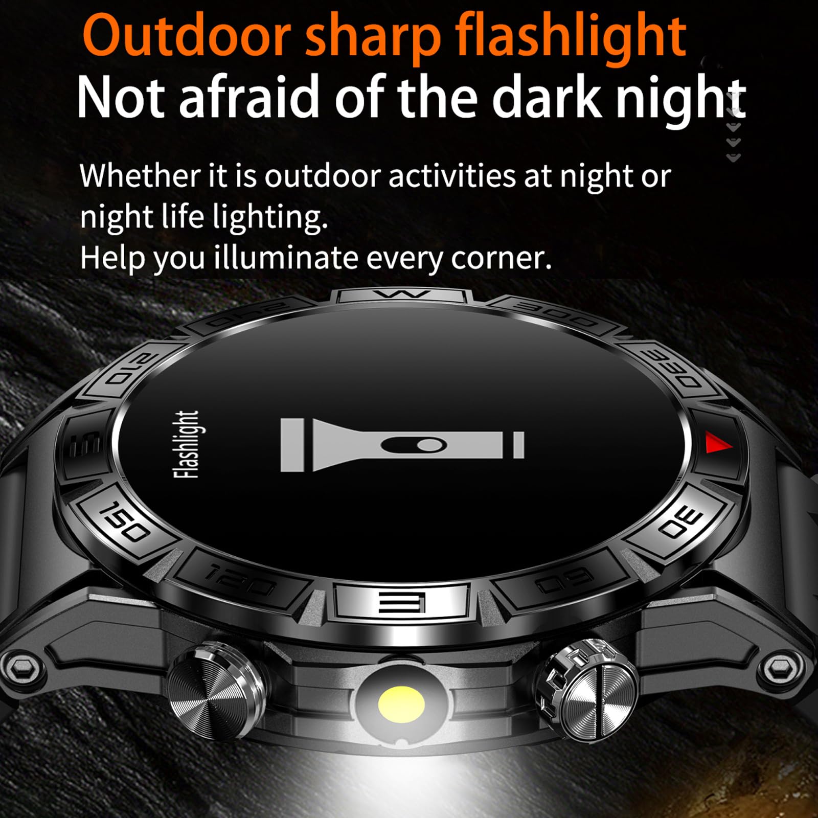 findtime Militärische Smartwatch Herren mit Telefonfunktion Kompass Taschenlampe Altimeter Barometer 1.43" AMOLED Robuste Outdoor Laufuhr für Android iOS