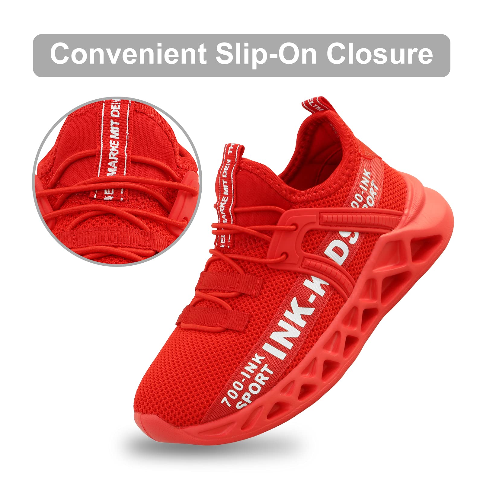 Buty sportowe dla chłopców i dziewczynek, lekkie buty do biegania na świeżym powietrzu, oddychające, dla chłopców, czerwony - Ink czerwony - 36 EU