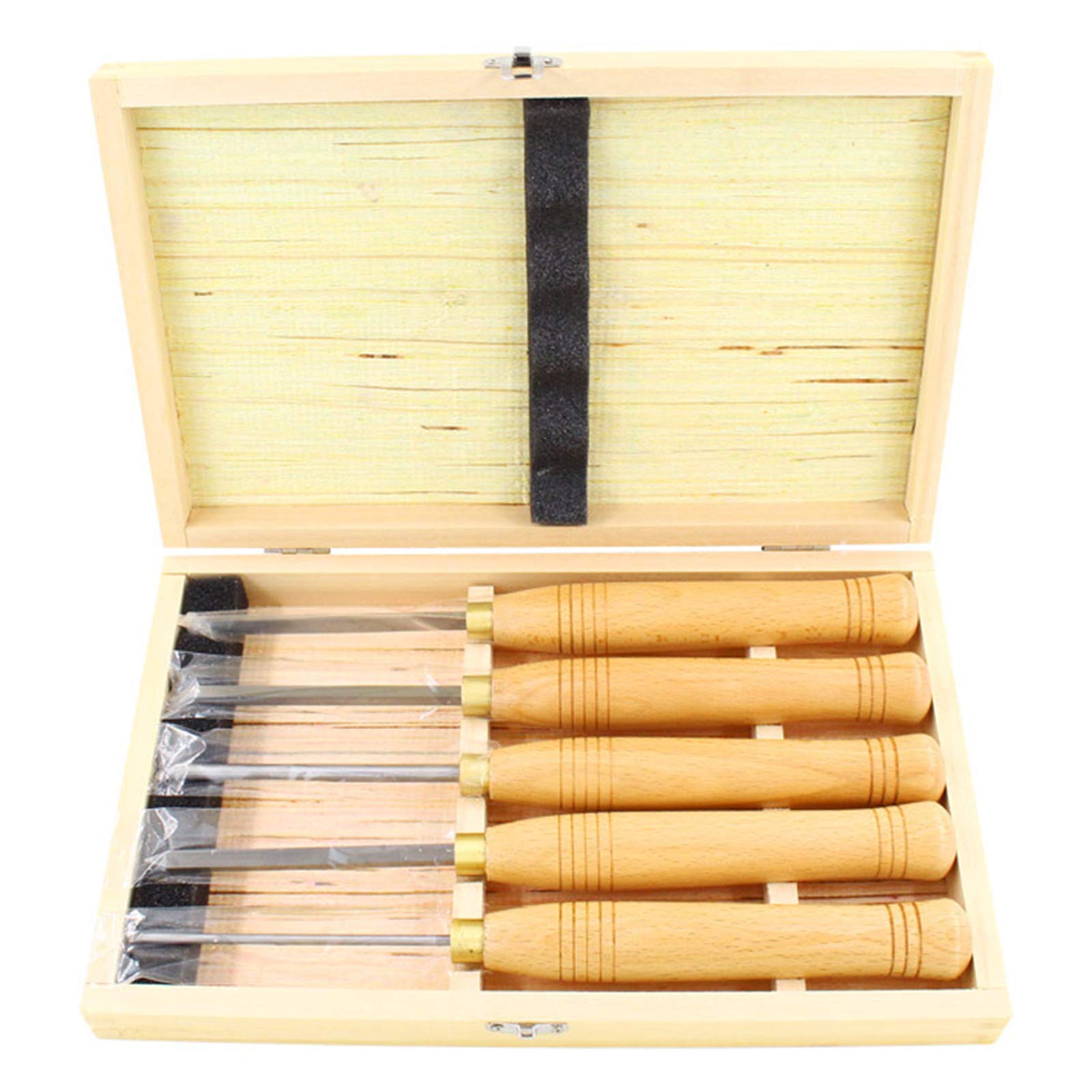 Turning Tools 5 Piece Mini Turning Chisel Wood Set chisels high Speed Steel Blades Brass Ferrule Beech Handles and Wooden Box for Storage for Professionals,