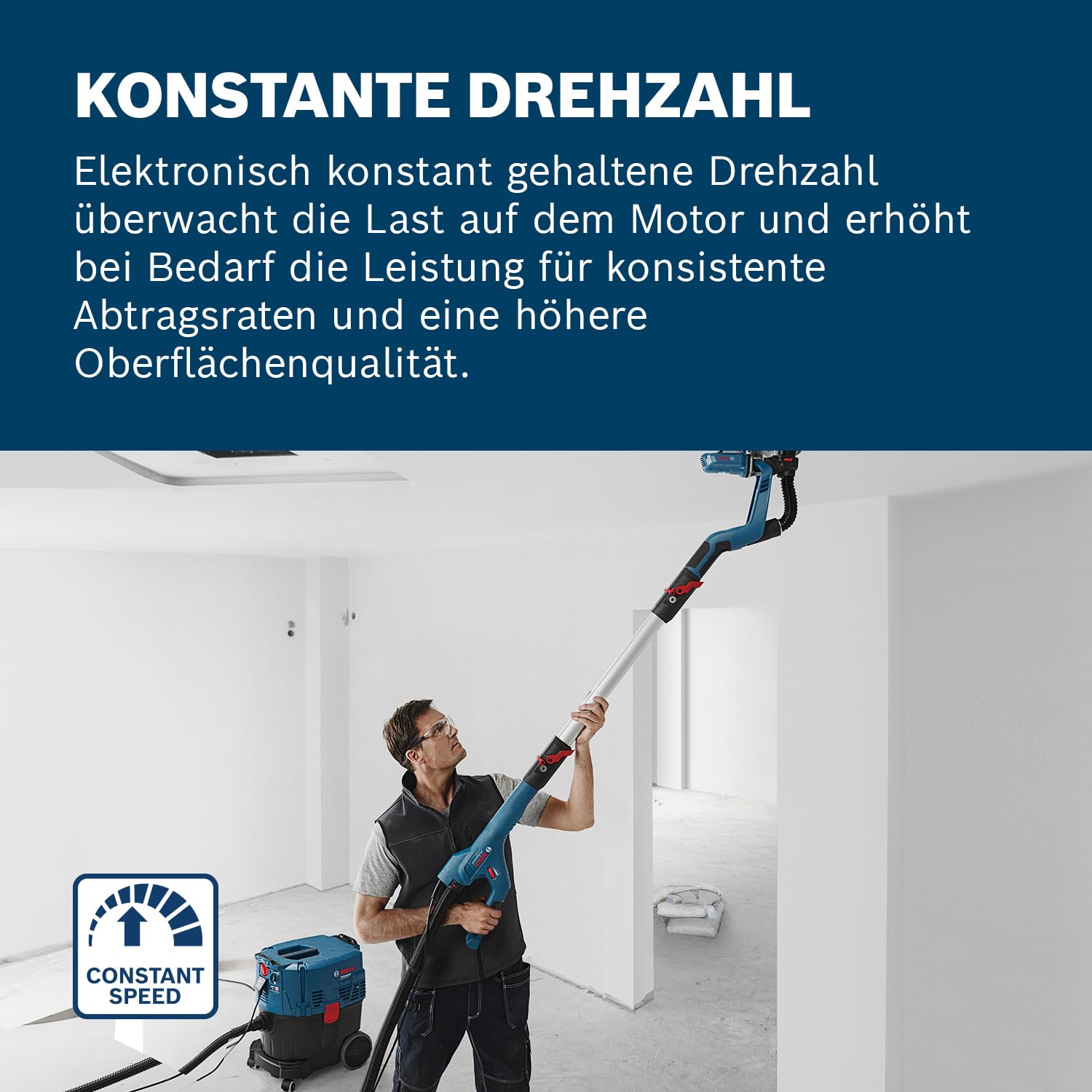 Bosch Professional Trockenbauschleifer GTR 55-225 (550 Watt, inkl. 1x Schleifblatt M480, 1x Schleifteller-Set weich, 3x Kabelclip, Handwerkerkoffer) Battery Powered