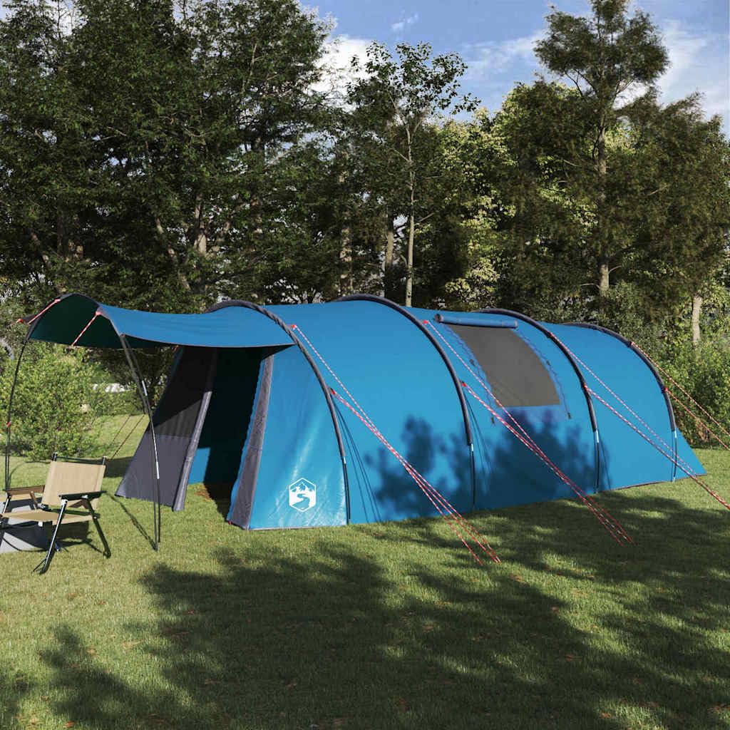 Namiot tunelowy dla 4 osób, niebieski, szary, poliester 185T, powlekany PU, 740 x 370 x 220 cm, wodoszczelny, odporny na promieniowanie UV, namiot kempingowy, namiot kempingowy, namiot dla 4 osób