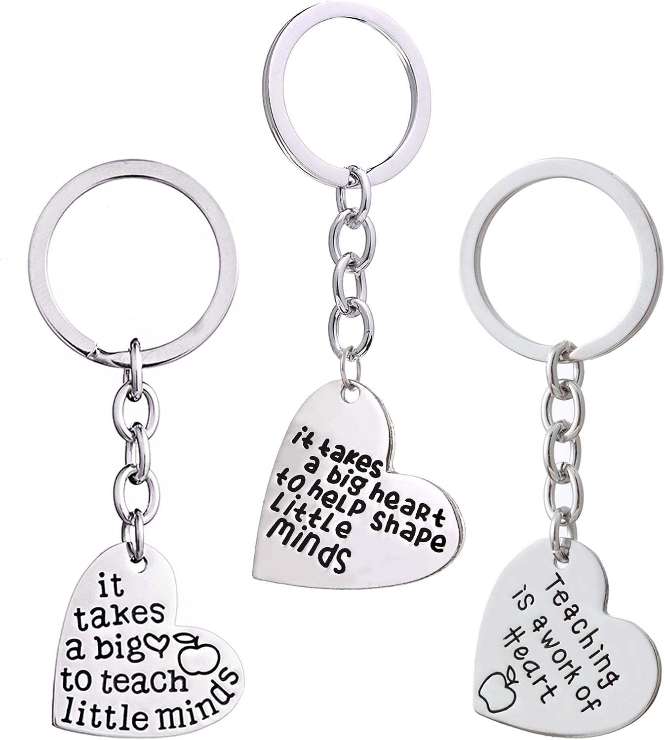 3PCS Teacher Appreciation Gifts Key Chain Women Men It takes a big heart to teach little minds (Style A)