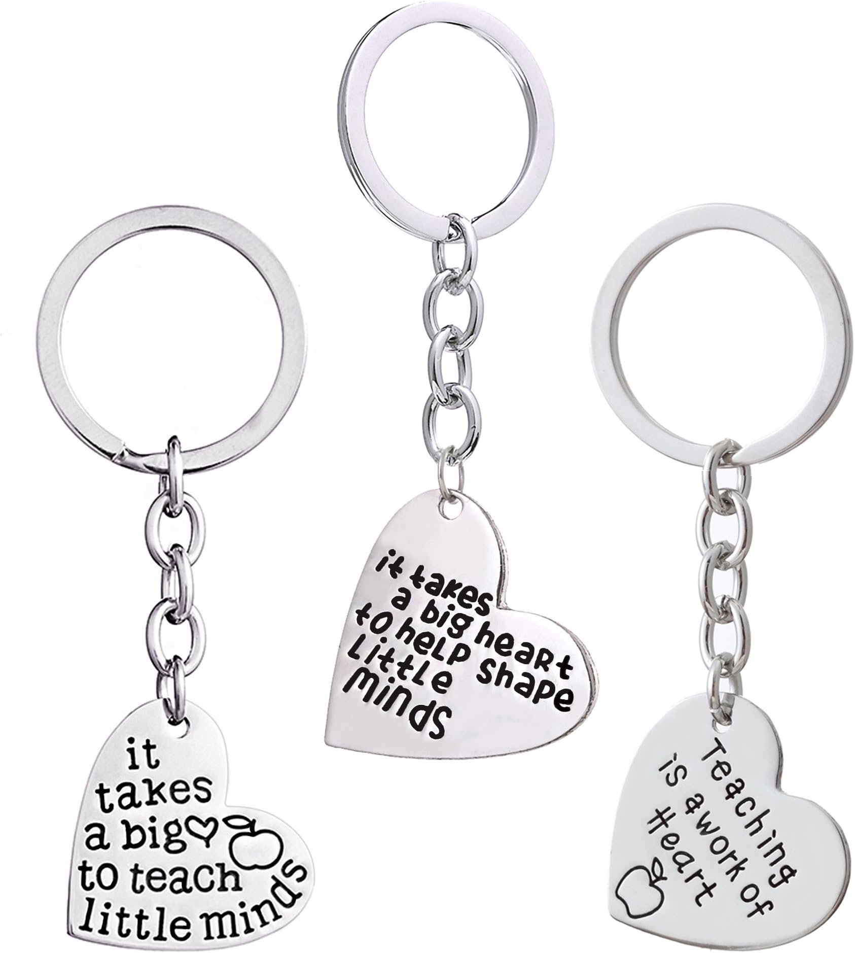 3PCS Teacher Appreciation Gifts Key Chain Women Men It takes a big heart to teach little minds (Style A)