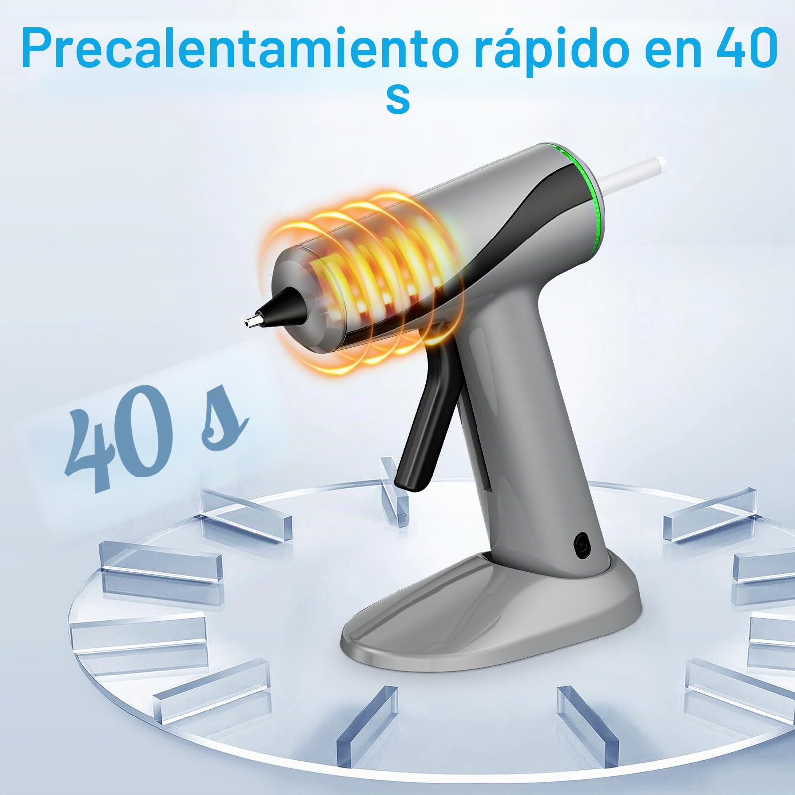 Pistola Silicona Caliente Inalambrica, Pakinui Pistola Pegamento Caliente con Batería de 2000 mAh, Precalentamiento rápido en 40 segundos, Pistola cola quente Para bricolaje, manualidades