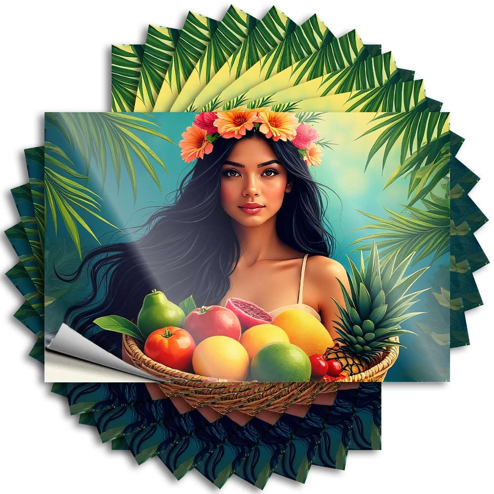 Fzfn Colour Tropical Fruit Basket With Flowers Decals Bar Stuff Self Adhesive | Reading Bumper Vinyl Sticker Pack For Summer(12X18cm)
