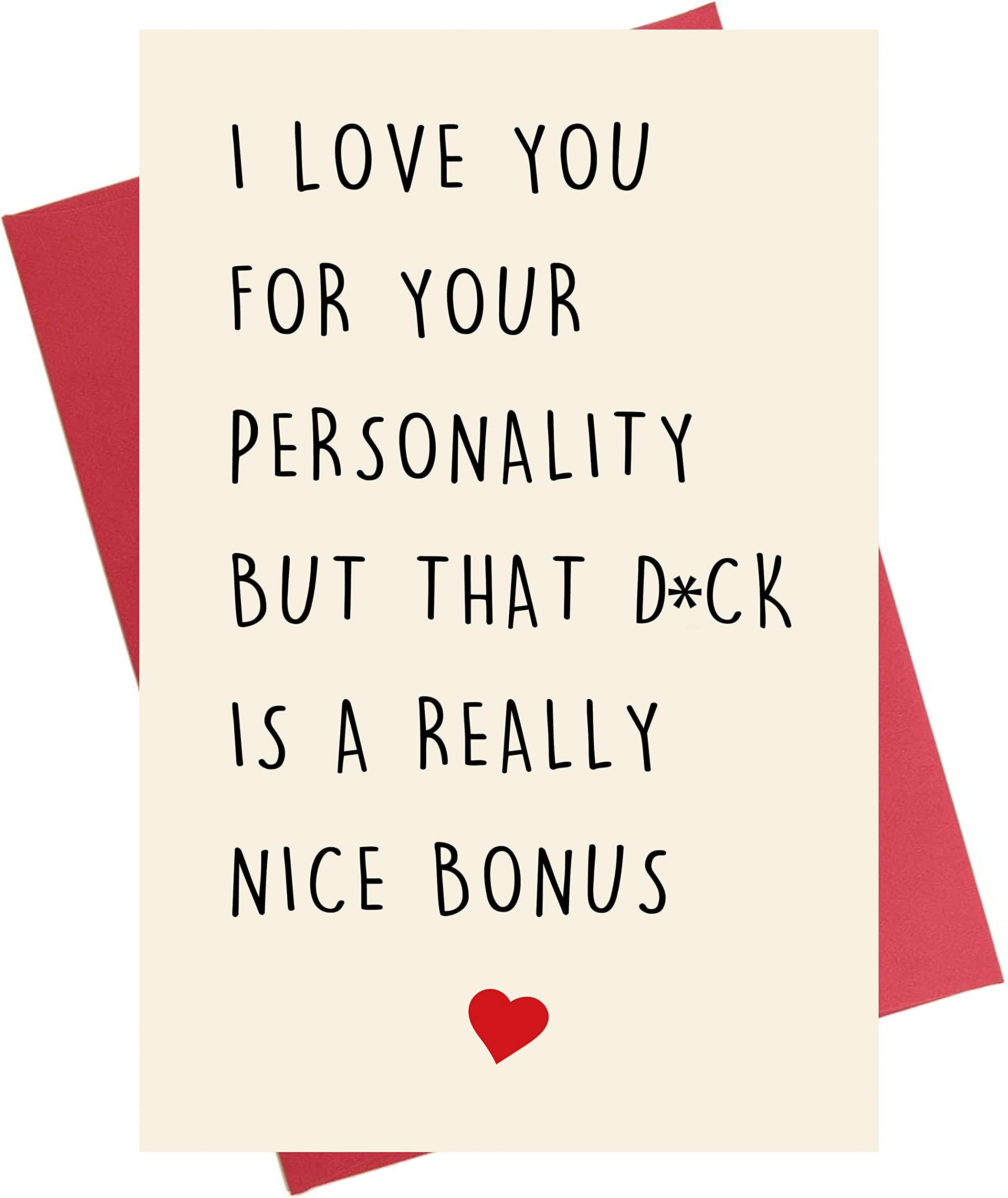 Naughty Anniversary Card, Funny Rude Birthday Valentine's Card for Husband Boyfriend Him Fiance Men