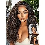 UNICE Deep Water Wave 7x5 Bye Bye Knots Lace Front Wigs Human Hair Golden Brown Highlight Glueless Human Hair Wig Pre Plucked Pre Cut Natural Hairline 150% Density 18 inch