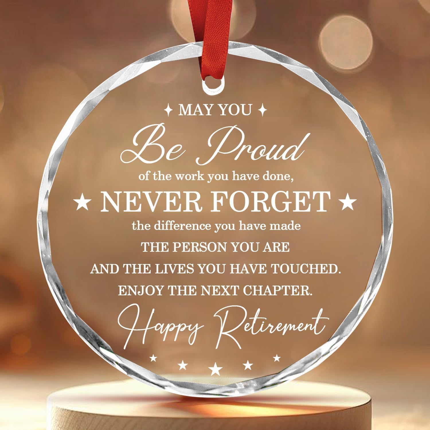 VGRDTW Retirement Gifts for Women, Happy Retirement Gifts, Funny Retirement Gifts, Circular Plaque Elegant Keepsake Gift for Retiree, Coworker, Teacher, Nurse, Round Decor with Hanging Ribbon