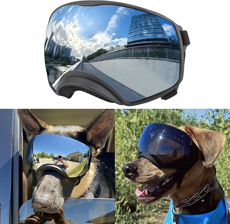 Óculos de Sol para Cães Grandes NAMSAN com Lentes Intercambiáveis Preto/Prata