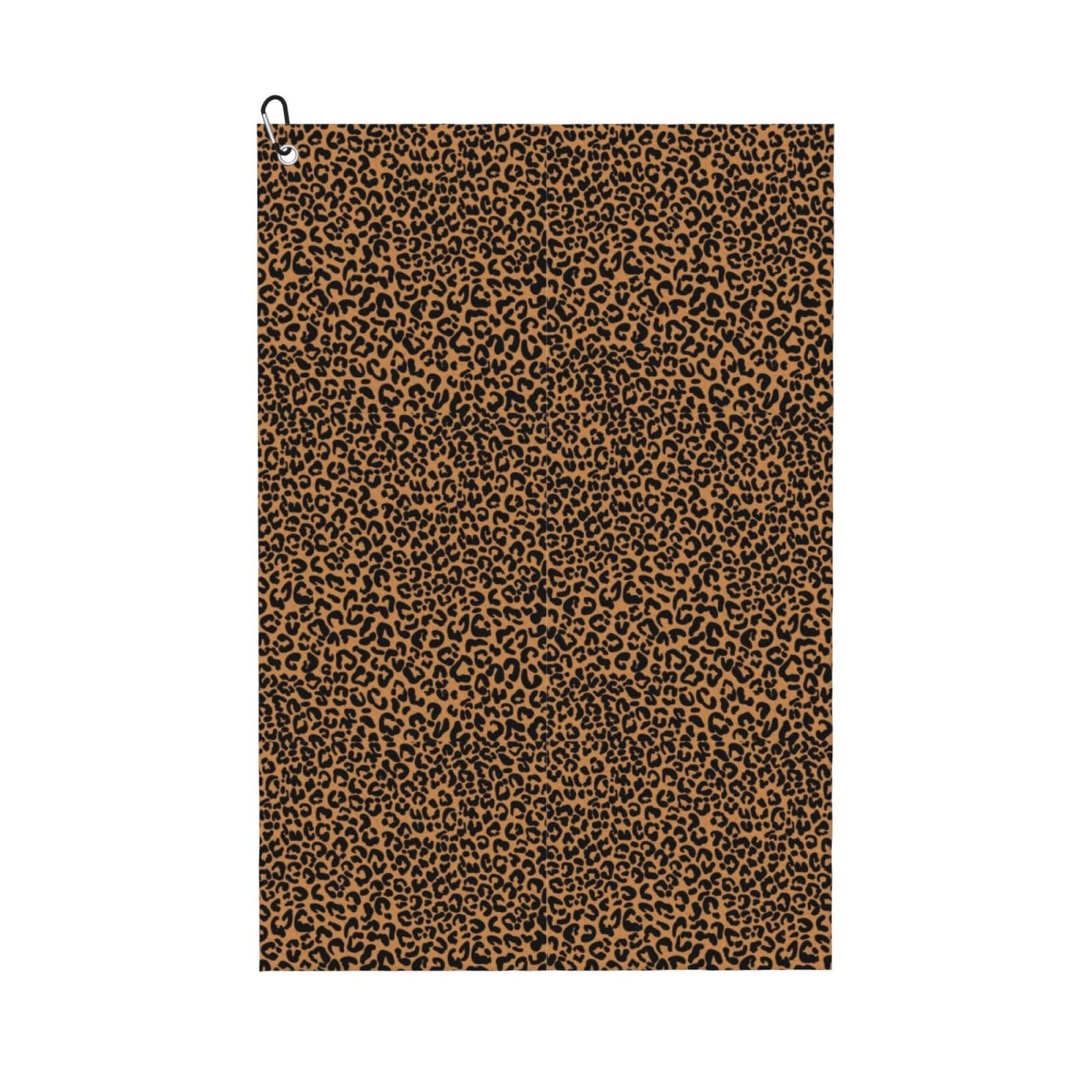 AOOEDM Leopard Print Golf Towel with Carabiner Clip Absorbent Microfiber Golf Towel for Cleaning Golf Ball Club Putter Iron for Golf Bag Trolly Belt Loop 16" X 24"