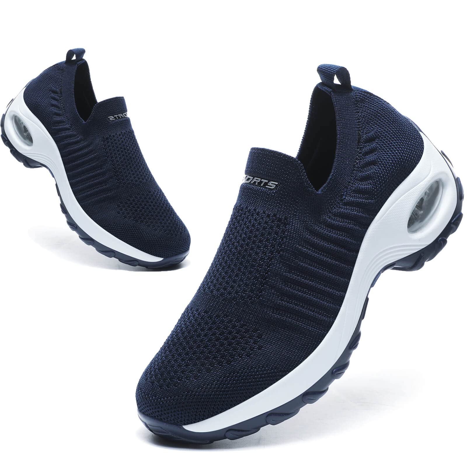 Slip On Turnschuhe Damen Orthopädische Wanderschuhe Atmungsaktive Mesh Sneakers Leichte Lauftraining Schuhe Dicker Boden Luftpolster Keilschuhe