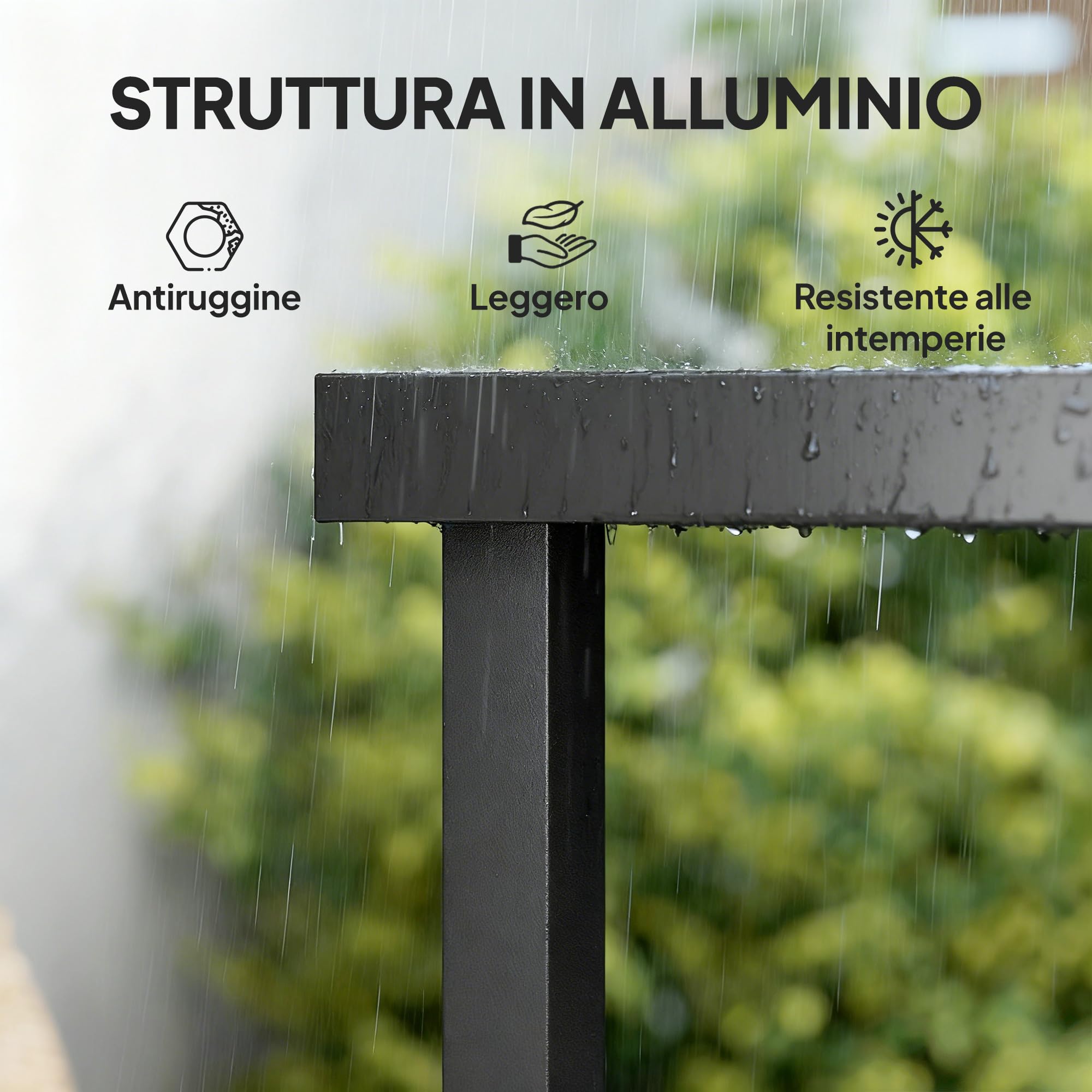 Outsunny Tavolo da Giardino con Piano Effetto Legno 190x90 cm per 8 Persone, Tavola da Pranzo da Esterno Rettangolare in Alluminio e Plastica, Per Patio, Terrazzo, Balcone, Effetto Legno Marrone