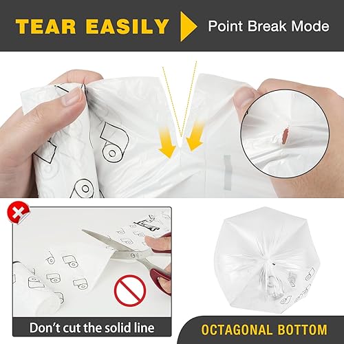 Miniatura 5 de 105 bolsas de basura pequeñas de 4 galones, bolsas de basura impresas para baño, bolsas de basura blancas transparentes, bolsas de basura sin perfume