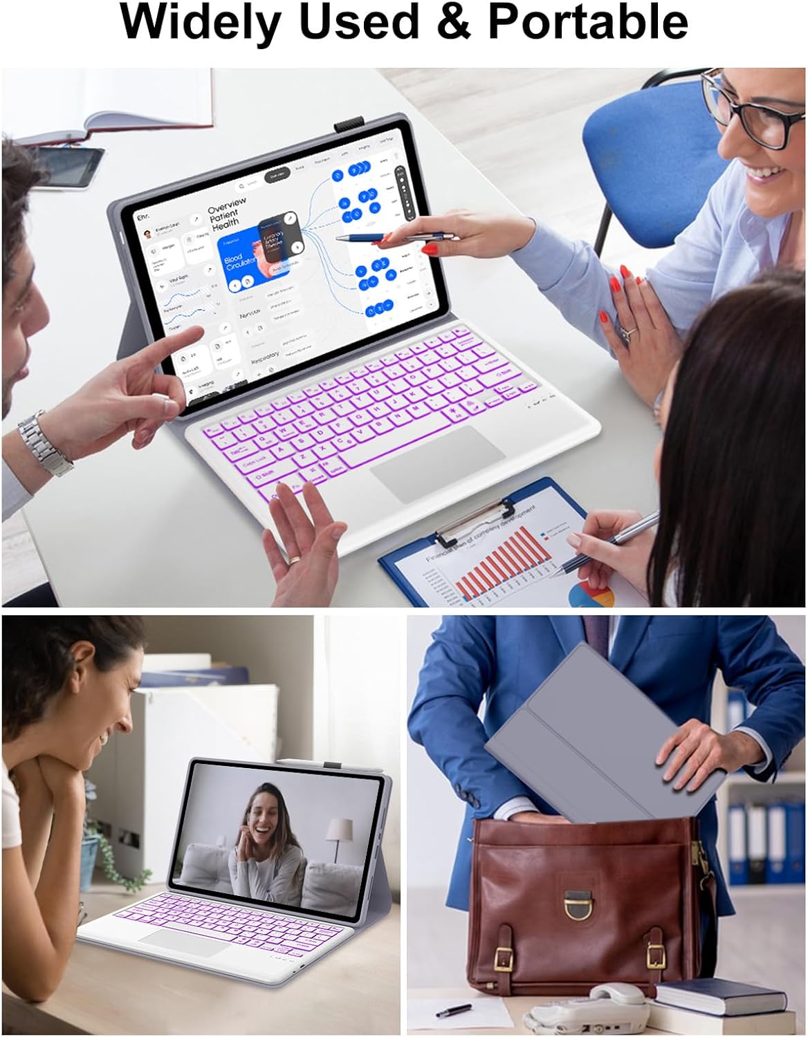 Keyboard Case for Xiaomi Redmi Pad 2 Pro 12.1'' 2025/Mi Pad Pro2024/Xiaomi Poco Pad 12.1Inch Case with Trackpad, for Redmi Pro 12.1in Tablet Detachable Wireless Touch Keypad with Backlit, Lavender