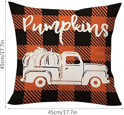 Miniatura 5 de Juego de 4 fundas de almohada decorativas de otoño, decoración de granja de calabaza, calabaza, hoja de arce, funda de cojín decorativa de otoño