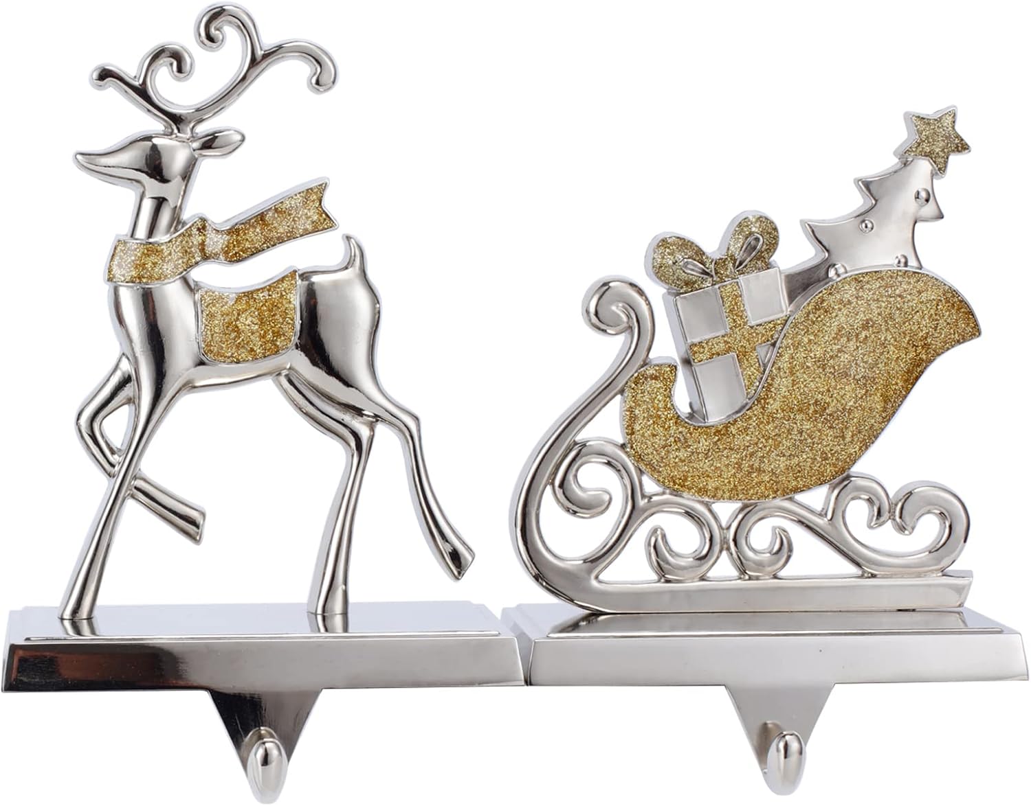 Christmas Stocking Holders for Mantle Set,Silver Christmas Stocking