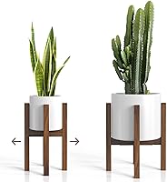 Sophia Mills Mid Century Plant Stand - Handmade Acacia Wood, Adjustable 8-12" for Medium/Large Pots, Sturdy Dark Brown