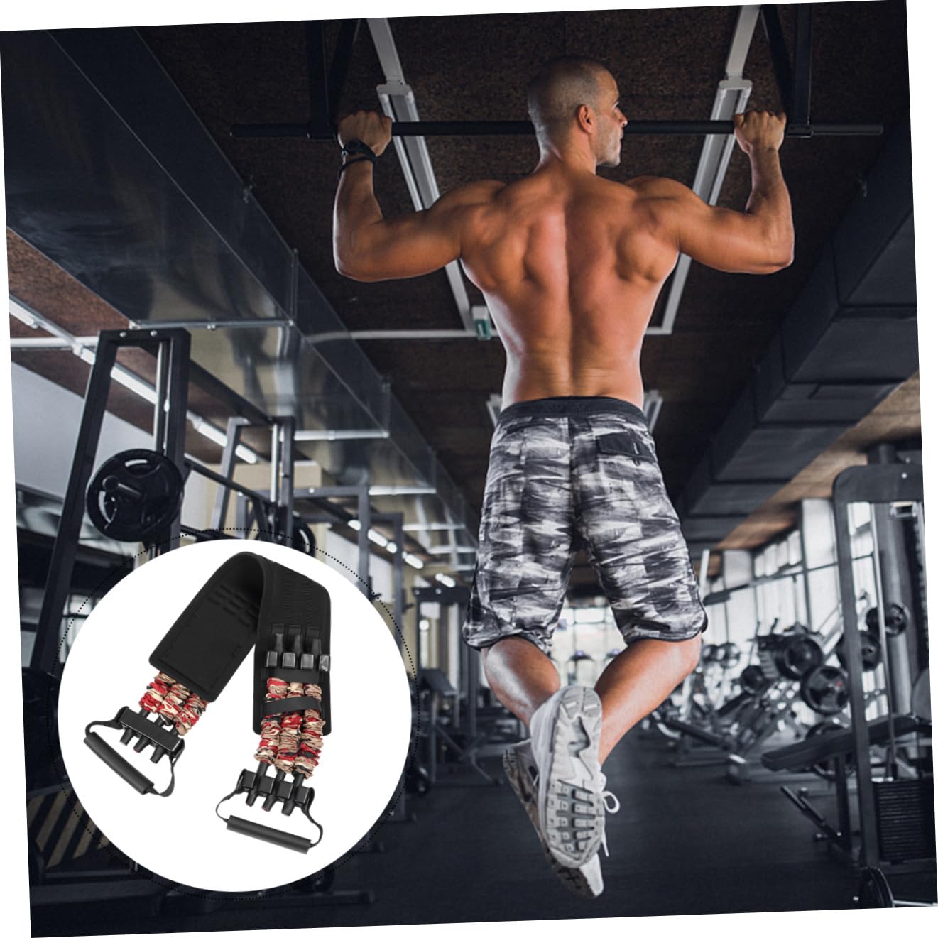 TOYANDONA Banda Elastica per Allenamento Pettorale Vita Imbottita, Espansore per Petto in Nailon Leggero per Fitness e Tonificazione Muscolare