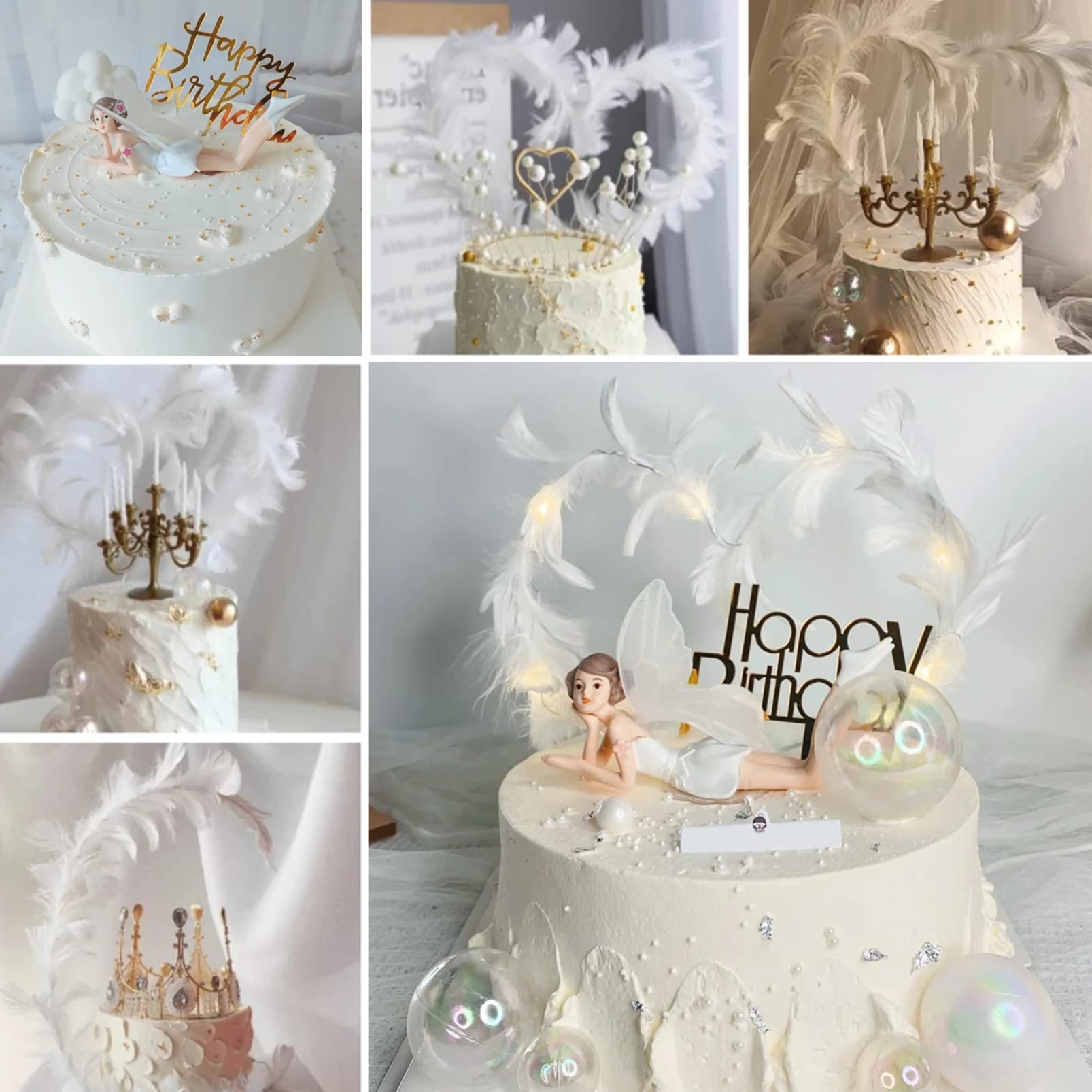 Décoration De Gâteau Fée - Cake Topper Scintillant 'Happy Birthday', 23,2x16,8 Cm