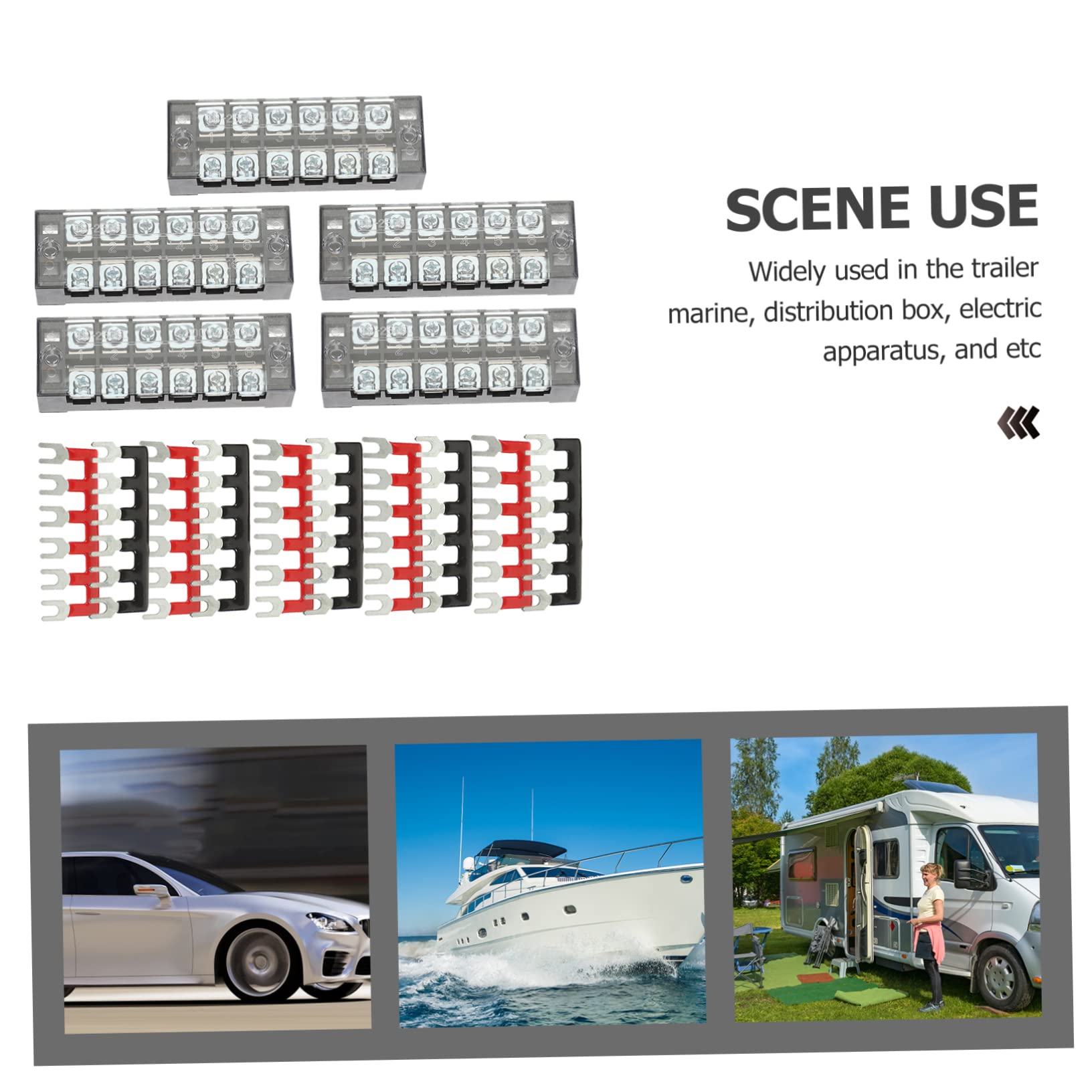 TOPBATHY 2 Set Morsettiera Elettrica Set con Collegamento Doppia File per Distribuzione Alimentazione Terminal Block Robusto e Conduttivo per Trailer e Impianti Marini