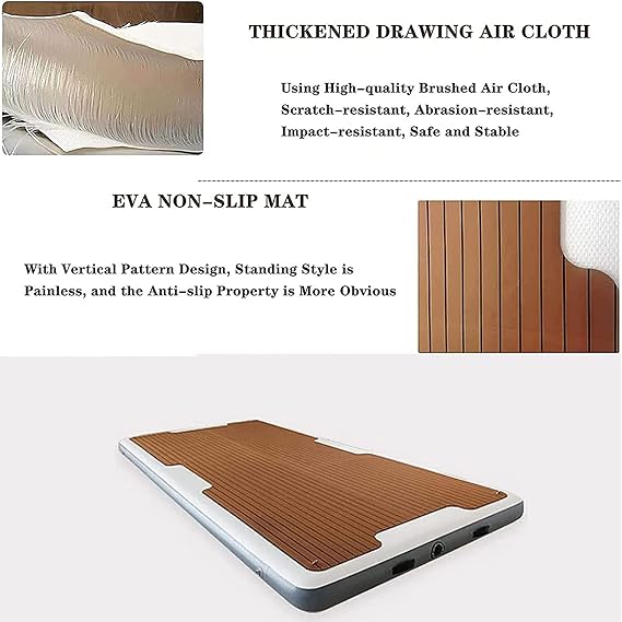 Inflatable Dock Floating Platform Water Fishing, Platform Water Wood Grain Design, EVA Thickened Brushed Air Cushion Sports Boat Yacht Marina, Floating Cushion Raft Island Air Bed,5*5m/16.4*16.4ft
