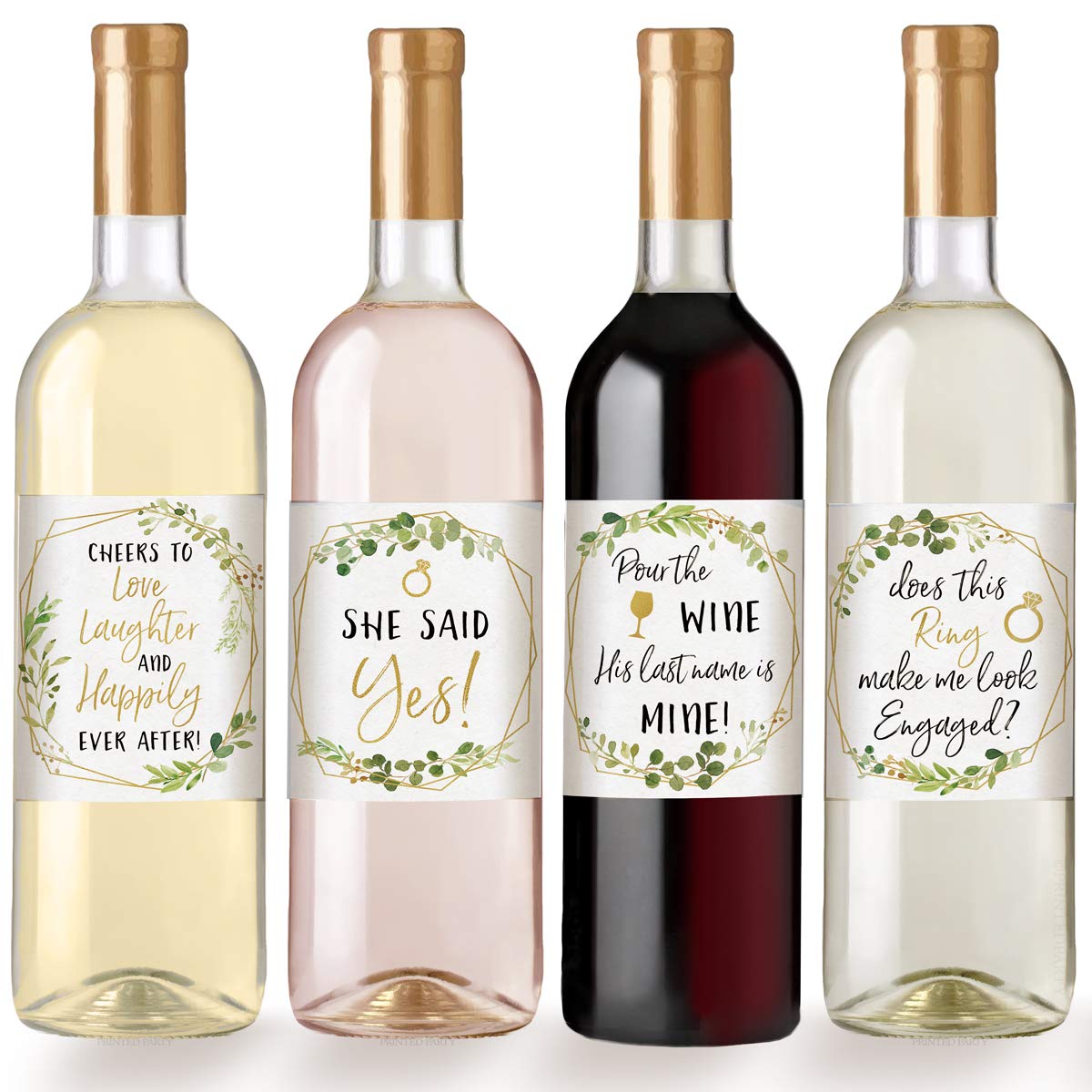 Printed Party Engagement Celebration Gift, Bachelorette, 6 Wine Bottle Labels