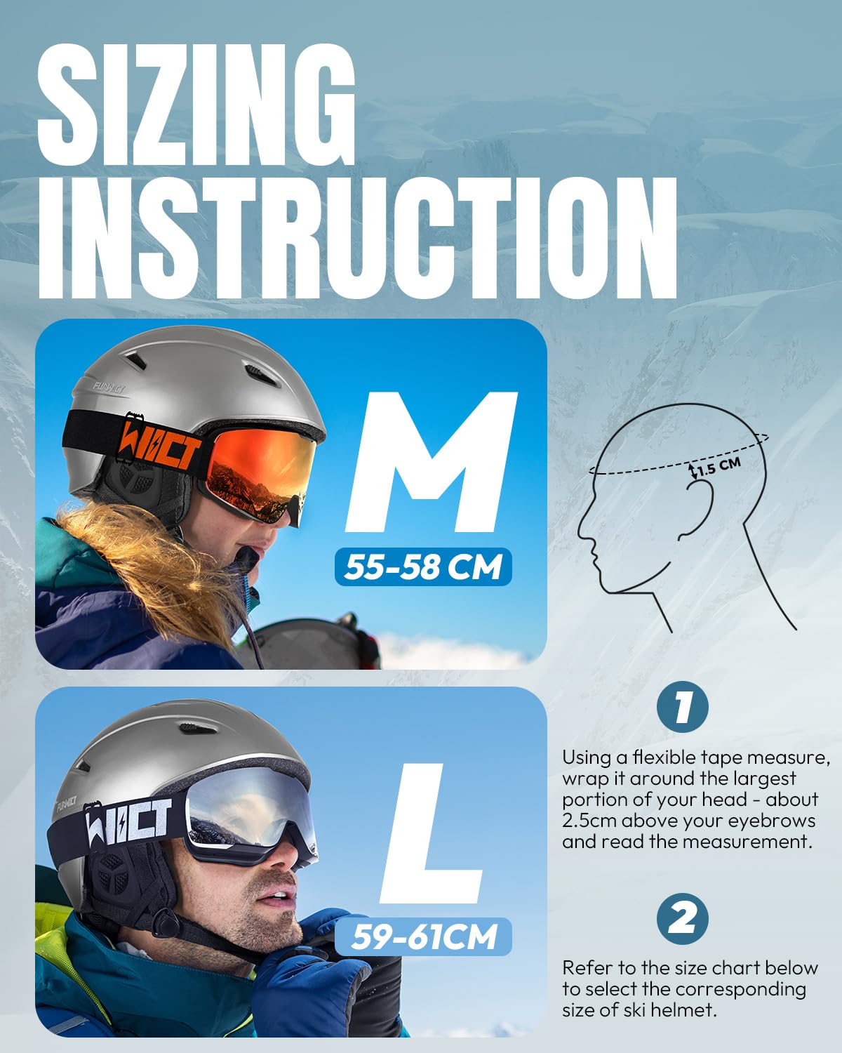 Kask narciarski dla mężczyzn i kobiet, regulowany kask narciarski z 12 otworami wentylacyjnymi, wyjmowana wyściółka wewnętrzna i nauszniki, lekki kask snowboardowy do sportów zimowych (srebrny