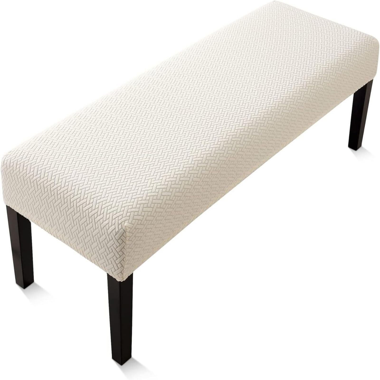 AHTCPO Washable Durable Bench Covers Slipcover, Stretch Dining Bench Cover, for Dining Room Living Room(Off-White)