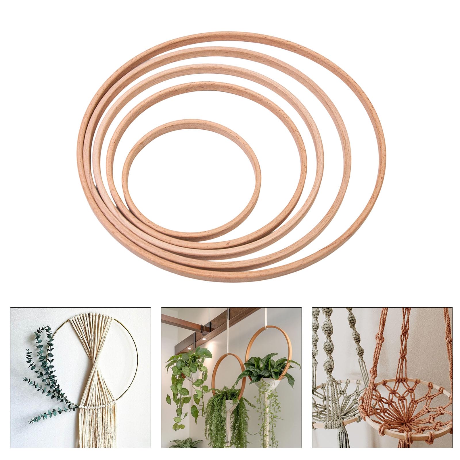 Wood Floral Hoop Wreath 10Pcs Wood Floral Hoop Rings for Wedding Wreath Wall Hanging Decoration Dream Catcher Art Craft